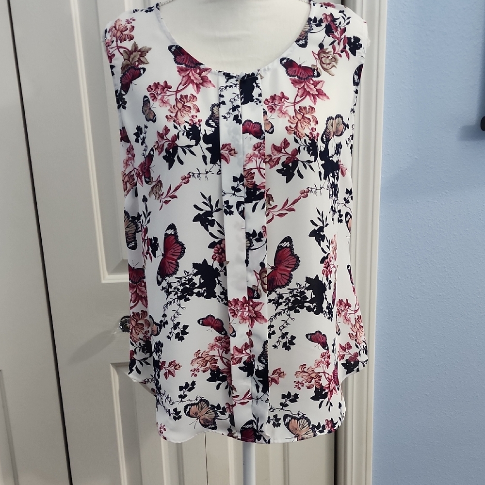 Laundry By Shelli Segal White and Pink Floral Blouse
